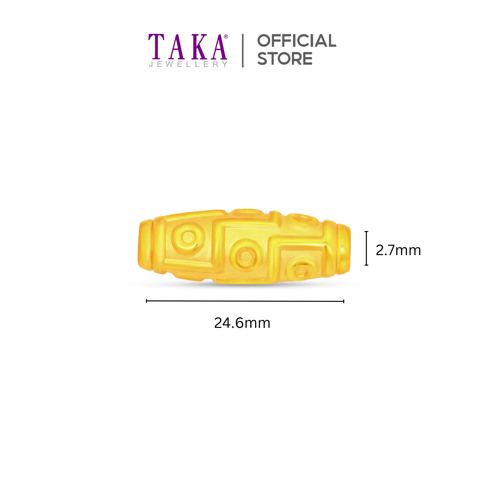 TAKA Jewellery 999 Pure Gold Charm Tibetan Dzi