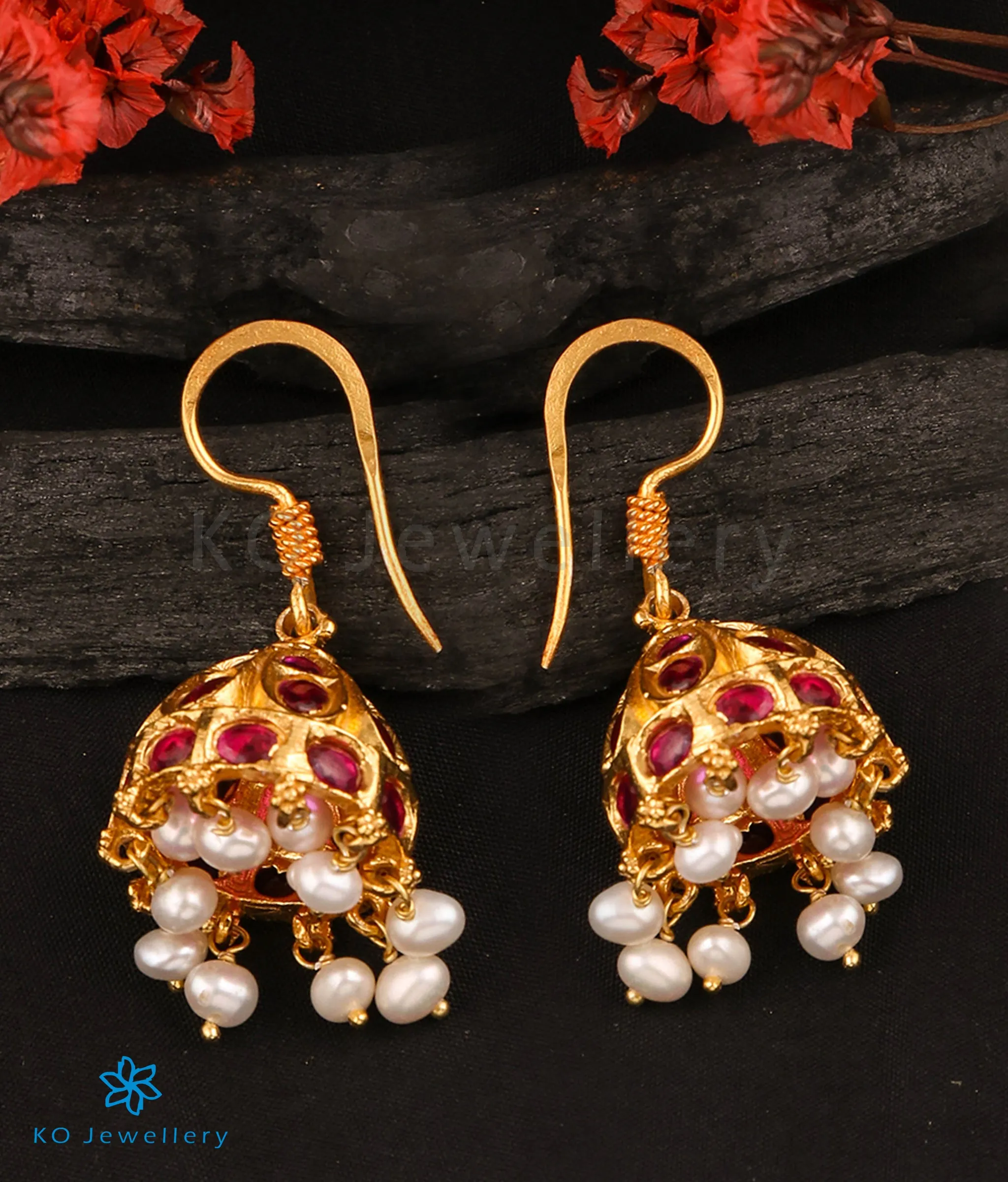 The Atyuha Silver Pearl Jhumkas