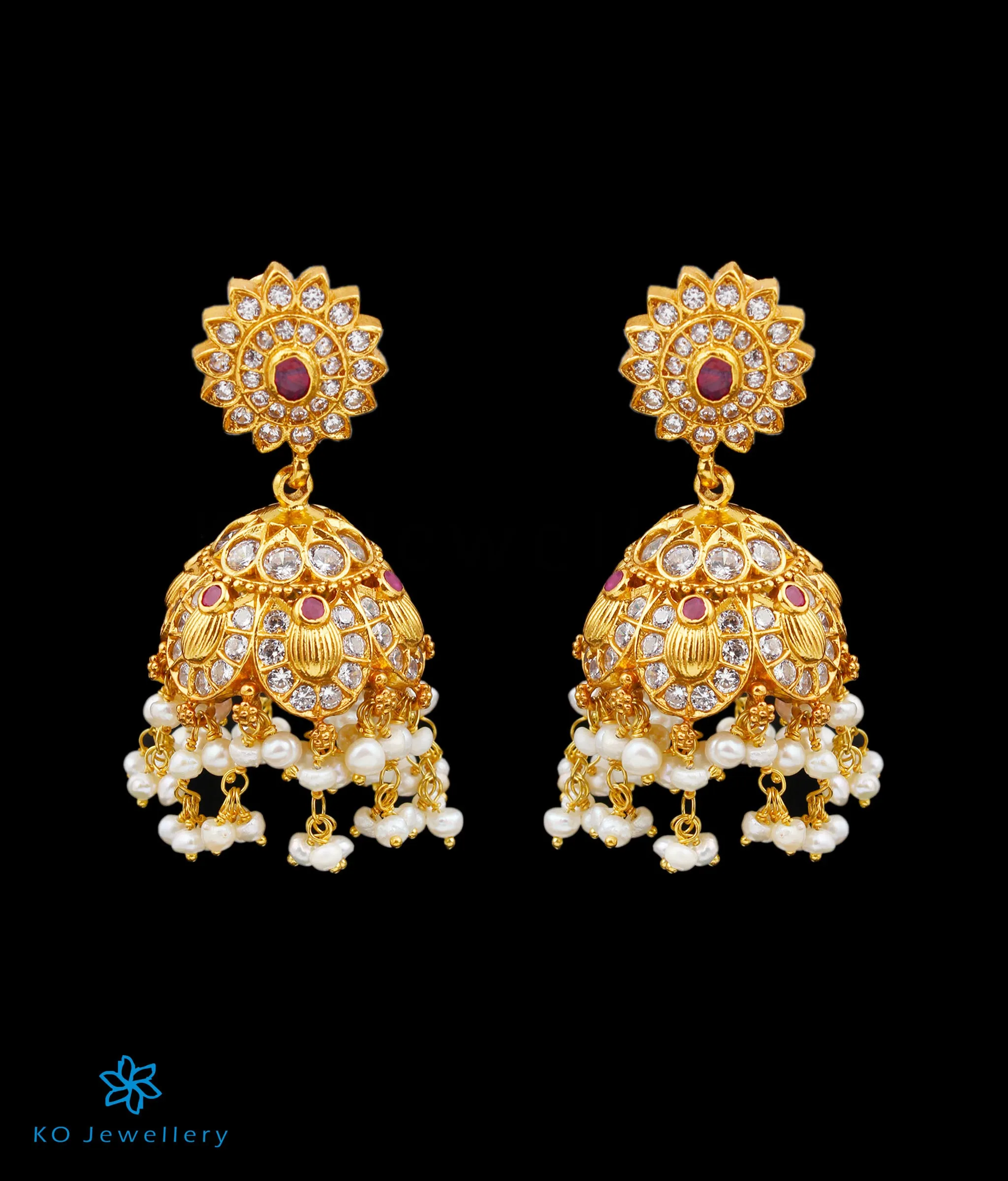 The Aum Silver Jhumkas