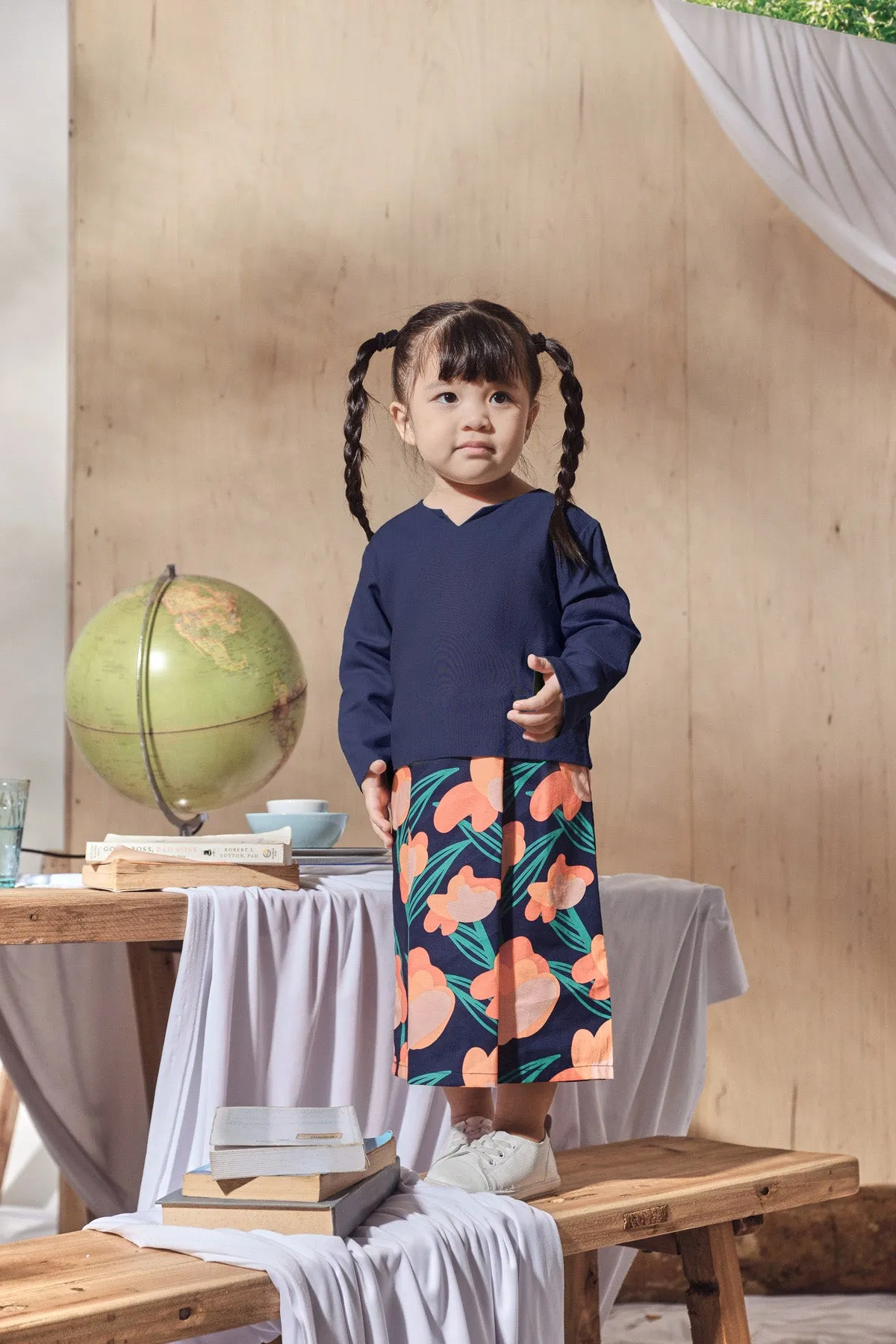 The Balik Babies Kurung - Navy Blue