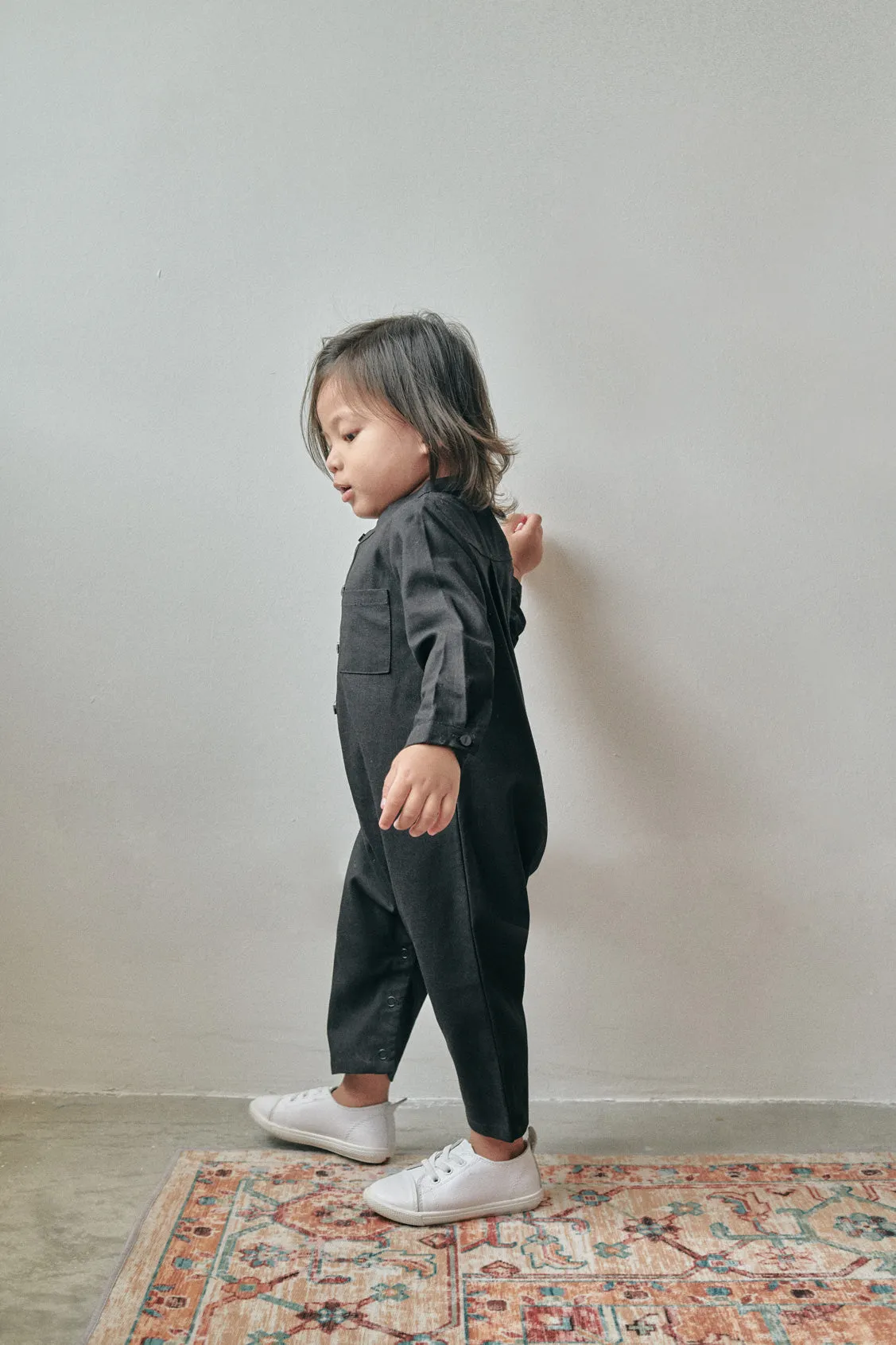 The Bayang Babies Baju Melayu Jumpsuit - Black