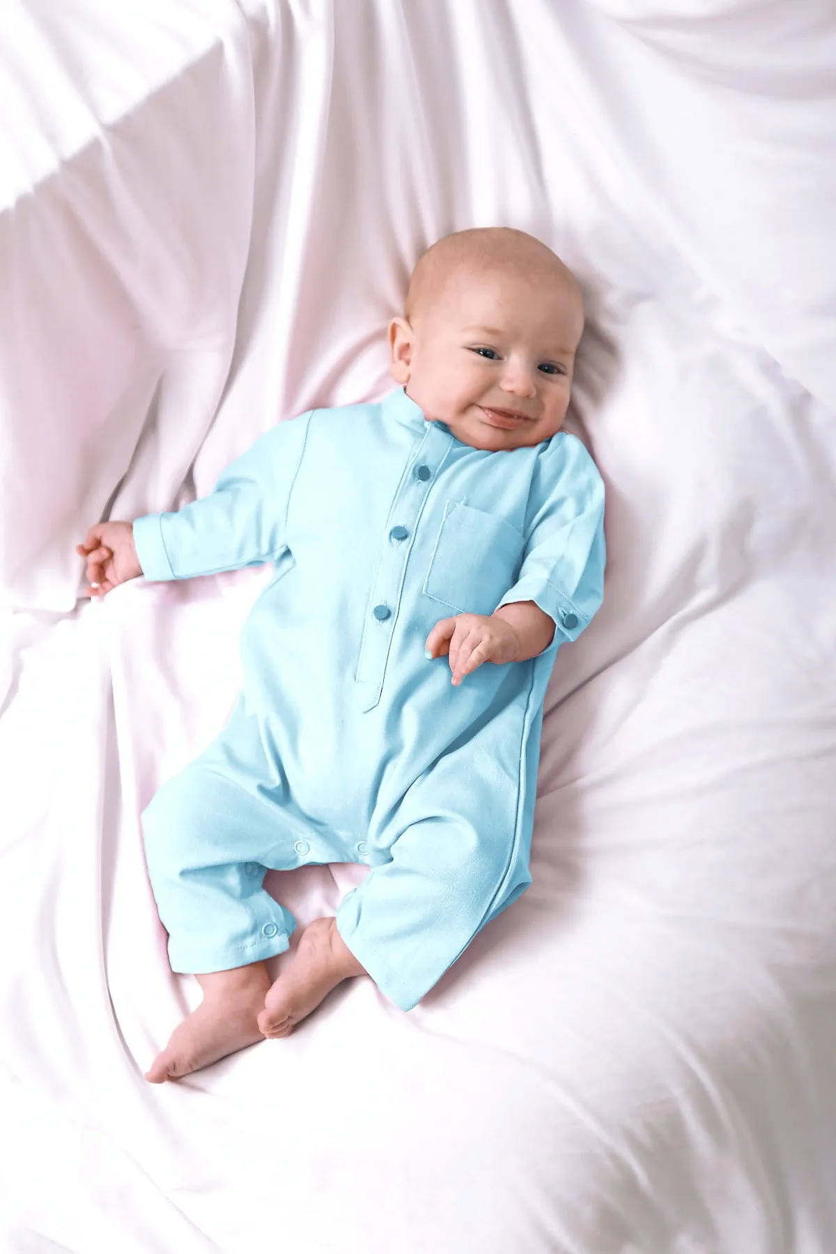 The Bayang Babies Baju Melayu Jumpsuit - Light Blue