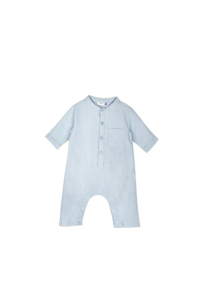 The Bayang Babies Baju Melayu Jumpsuit - Light Pigeon Blue