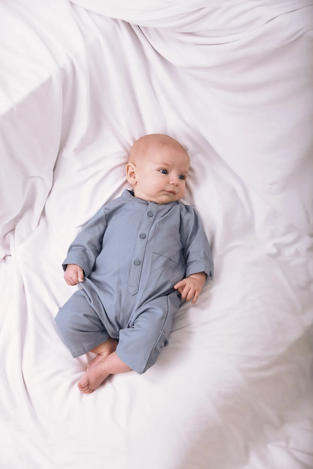 The Bayang Babies Baju Melayu Jumpsuit - Light Pigeon Blue