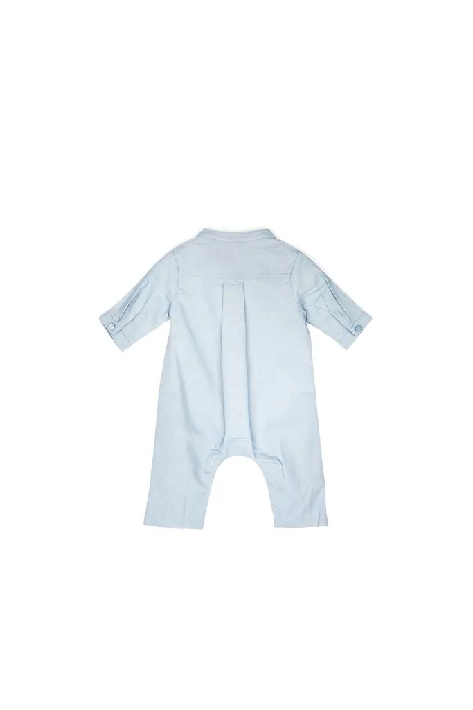 The Bayang Babies Baju Melayu Jumpsuit - Light Pigeon Blue