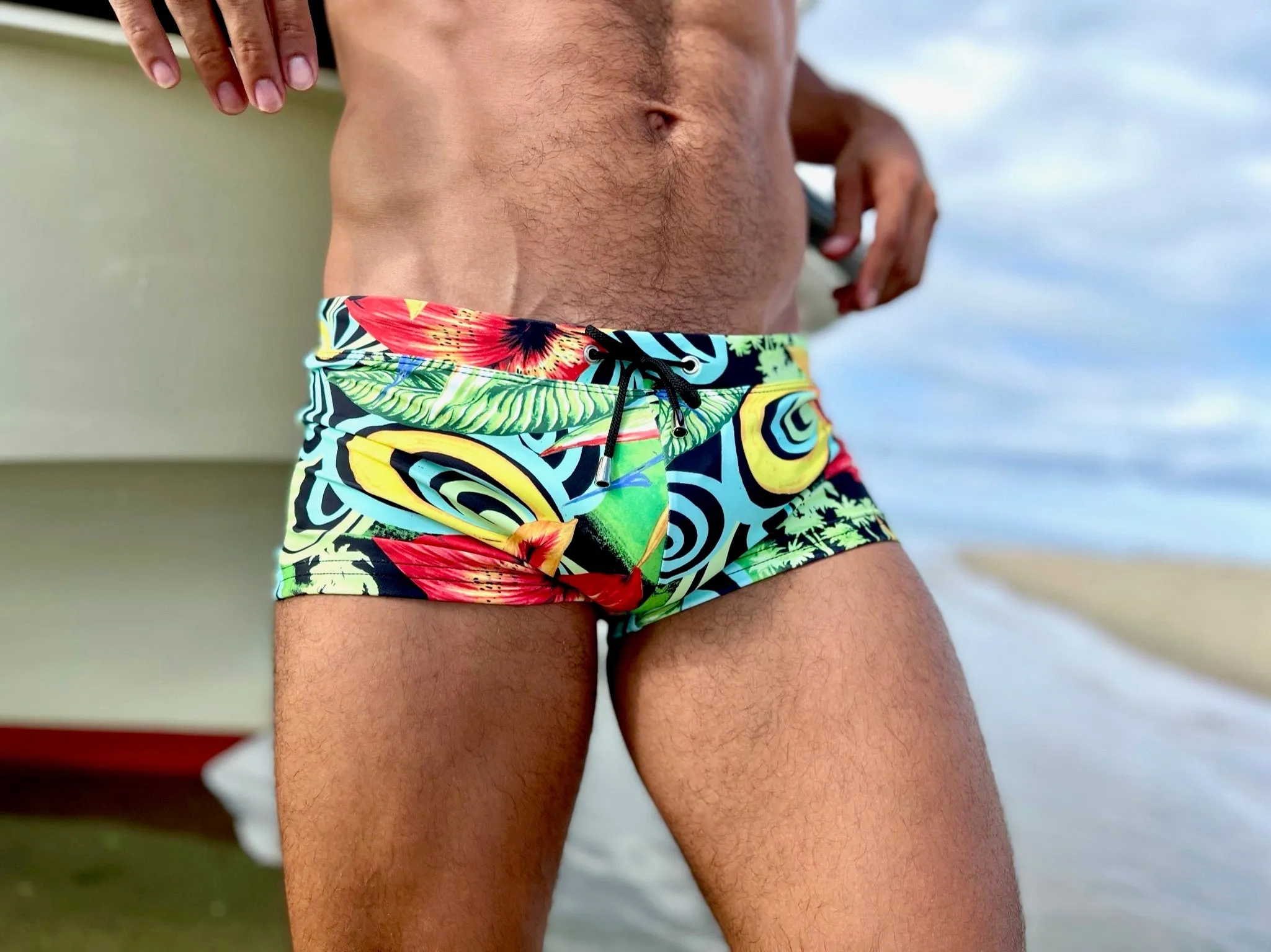 trippy flora swim trunk