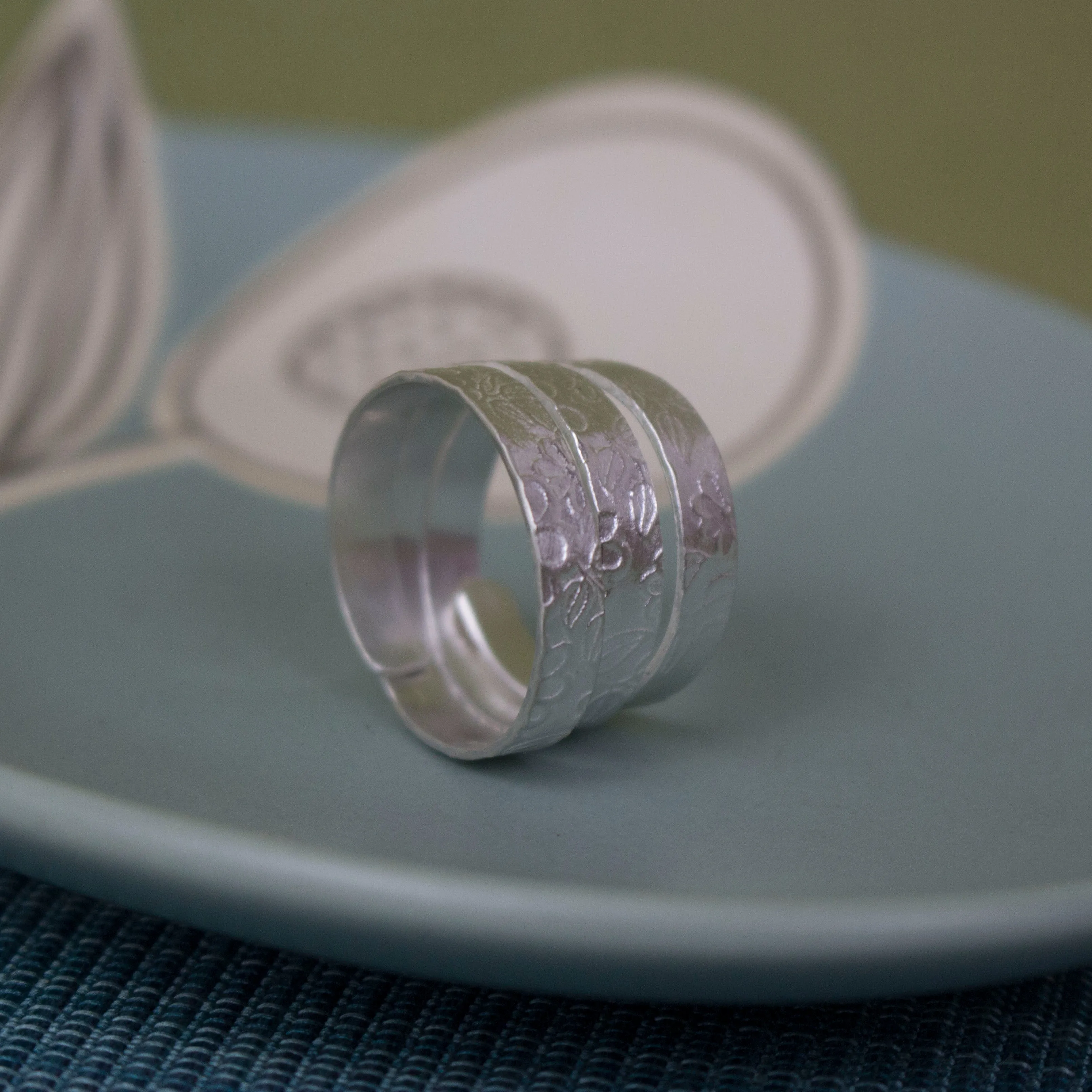 Watercolour Blossom Ribbon Ring